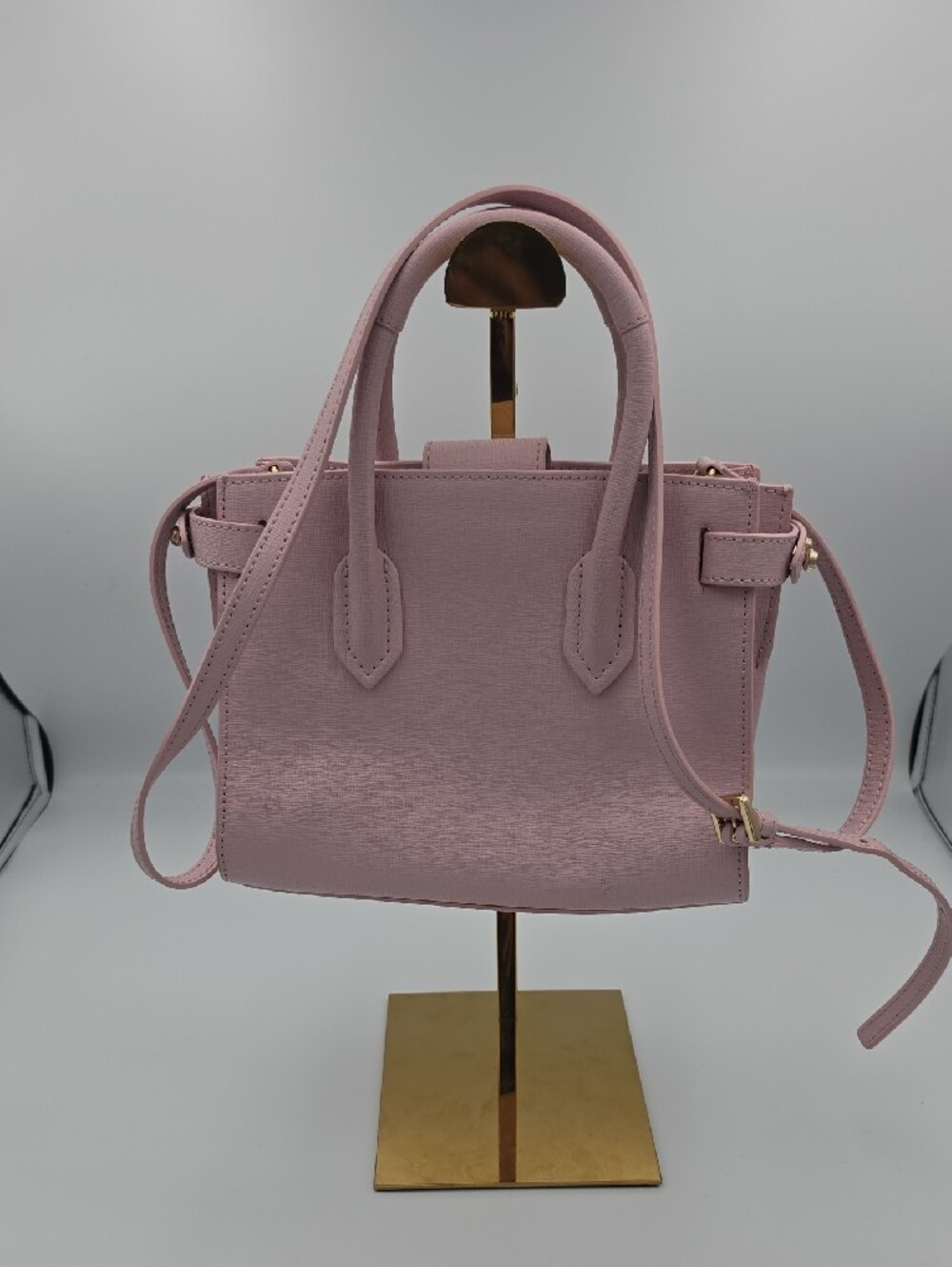 Furla Light Baby Pink Saffiano Small Satchel W Top Handles Gold Hardware (EUC)๐ - Picture 11 of 11